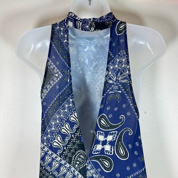 Intimately Free People Beaux Slip Dress Small Blue Bandanna Print Mini Boho - Picture 7 of 12
